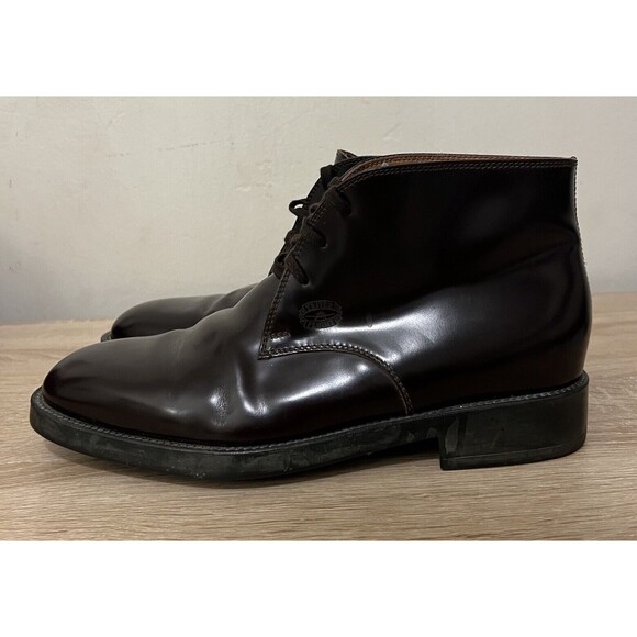 Triver Flight Dark Brown Leather Lace Up Ankle Boots Men’s Size 42 Shoes - Picture 2 of 10